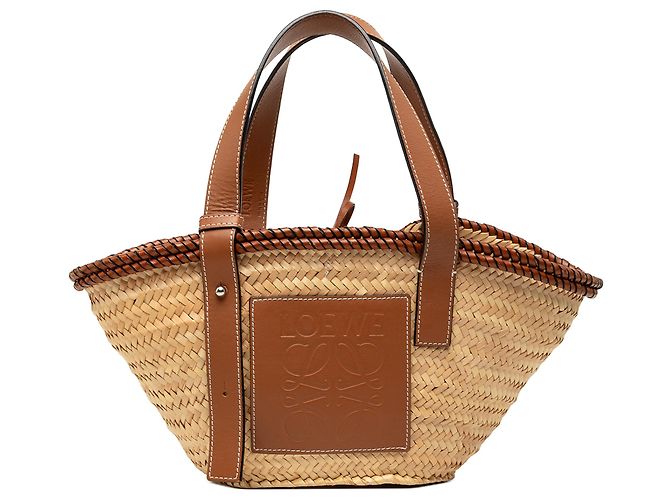 Panier cabas Anagram Small en raphia beige LOEWE