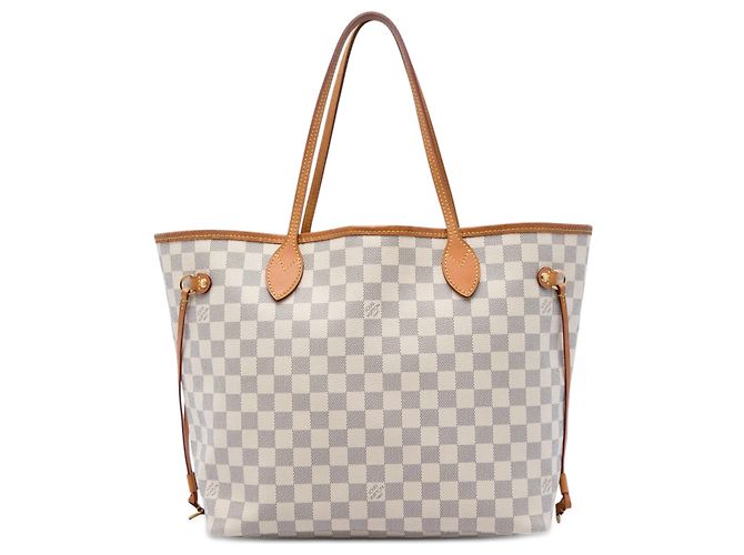 Louis Vuitton White Damier Azur Neverfull MM Weiß