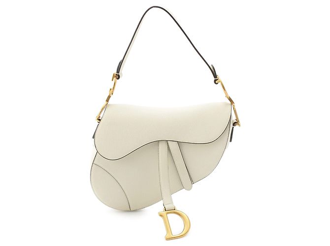 Sac Saddle Dior en veau grainé blanc
