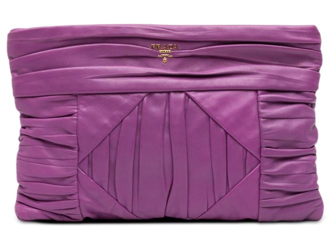 Clutch Prada de Nappa plisado púrpura