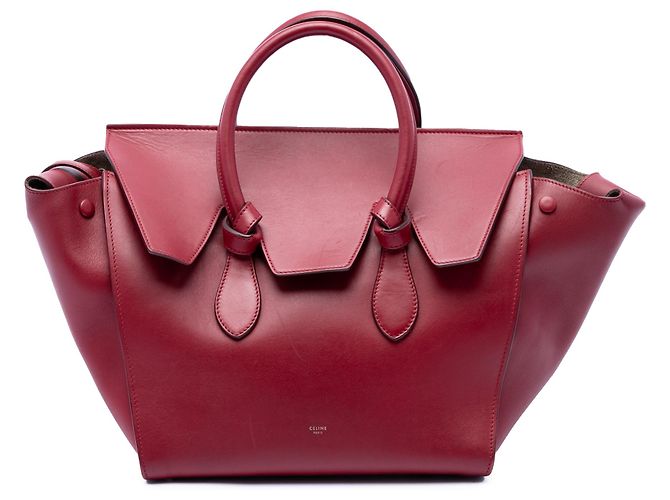 Céline Celine Red Small Leather Tie Tote Rot
