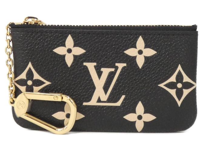 Louis Vuitton Bicolor Monogram Empreinte Pochette Cle M80885 Coin & Key Case Black Beige