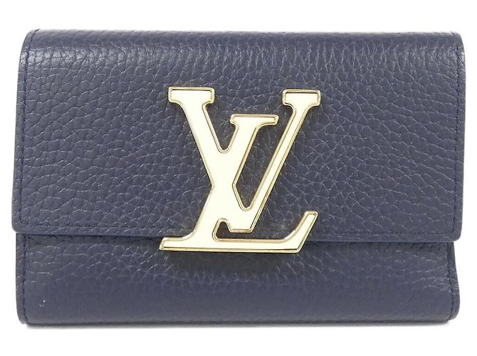 Louis Vuitton Taurillon Portefeuille Capucines Compact Wallet Navy blue