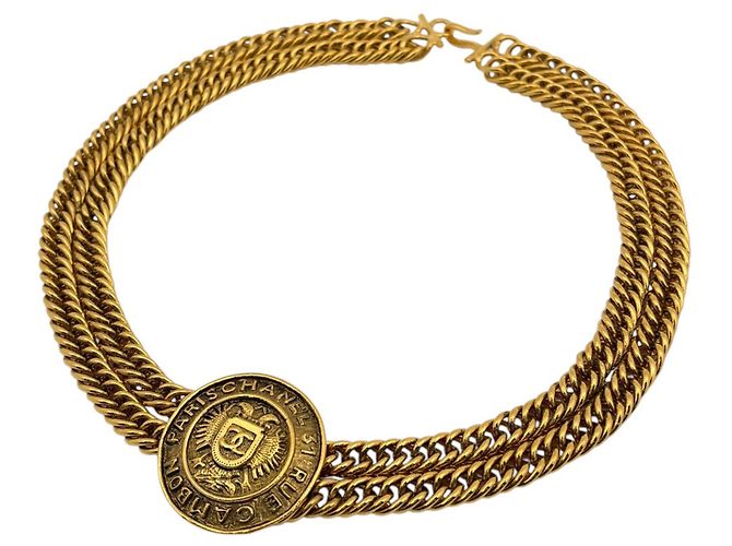Collier Chanel plaqué or Doré
