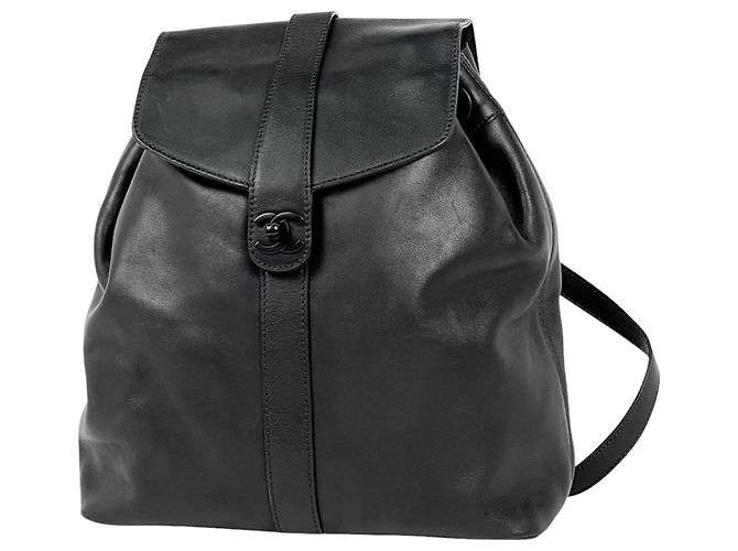 Chanel Black Leather Backpack