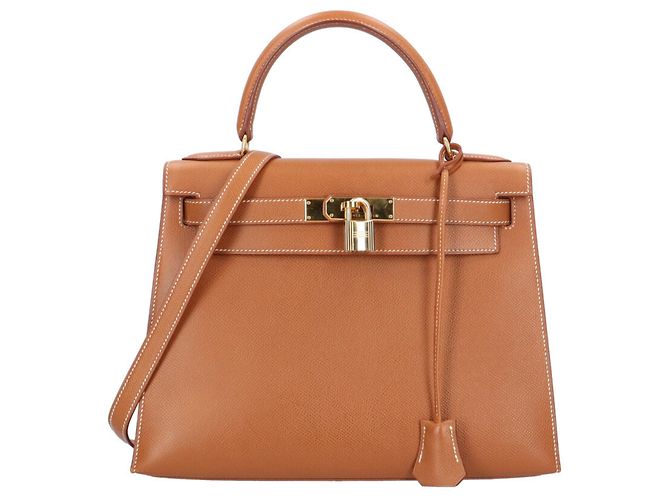 Hermès Bolsa de Ombro Hermes Kelly 28 Marrom Dourado