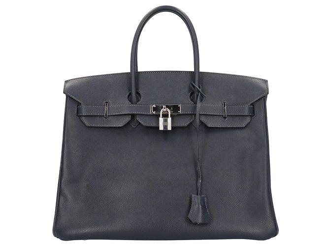 Hermès Bolsa de mão Hermes Birkin 35 Azul Azul marinho