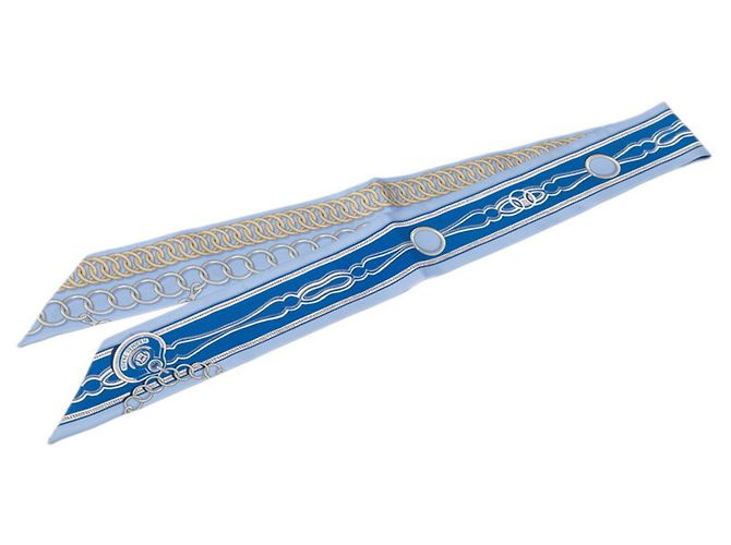 Hermès Hermes Twilly MAILLONS Lenço e Cachecol Azul