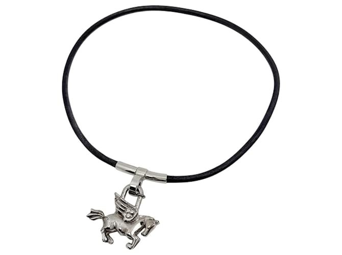 Hermès Collier Hermes Pegasus Cadena Choker Argenté 