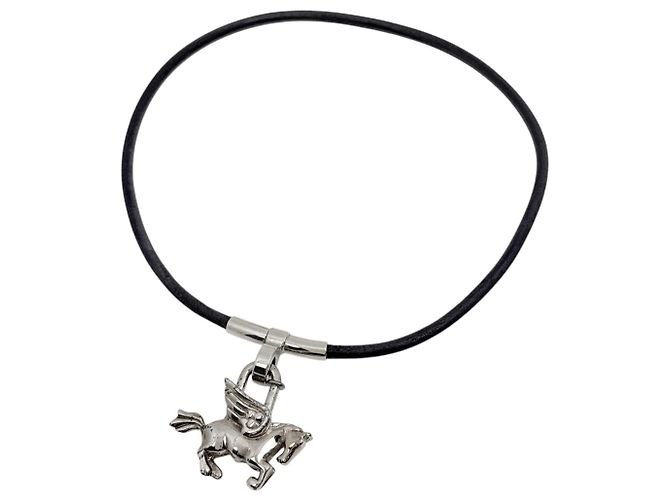 Hermès Colar Hermes Pegasus Cadena Choker Prata 