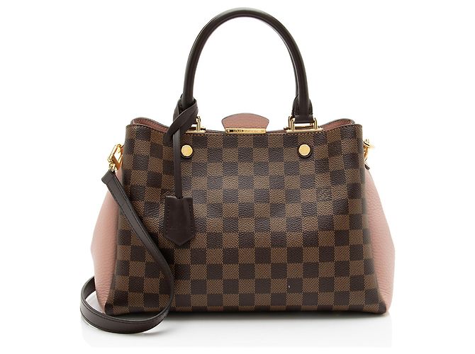 Bolsa Satchel Louis Vuitton Damier Ebene Brittany Marrom