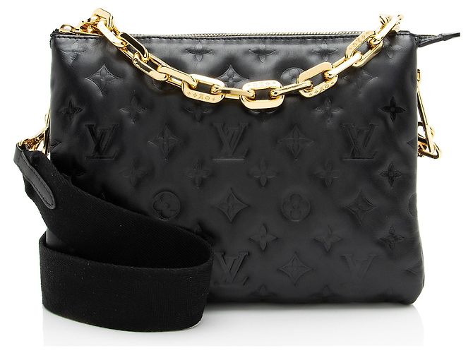 Louis Vuitton Coussin PM Schultertasche aus Lammleder mit Monogramm-Prägung Schwarz