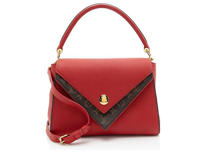 Bolsa Satchel Double V Louis Vuitton em couro de bezerro e canvas Monogram Vermelho