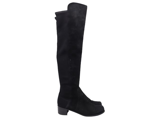 Botas acima do joelho Stuart Weitzman Reserve em camurça preta Preto