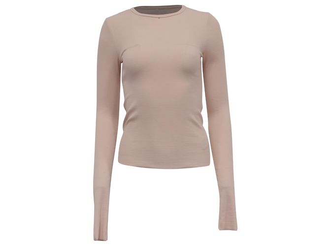 Autre Marque Éterne Langarmshirt aus Rippstrick aus hellrosa Baumwolle Pink