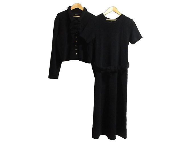 Autre Marque INGEBORG Strick 2-Way Jackenkleid Ensemble Schwarz