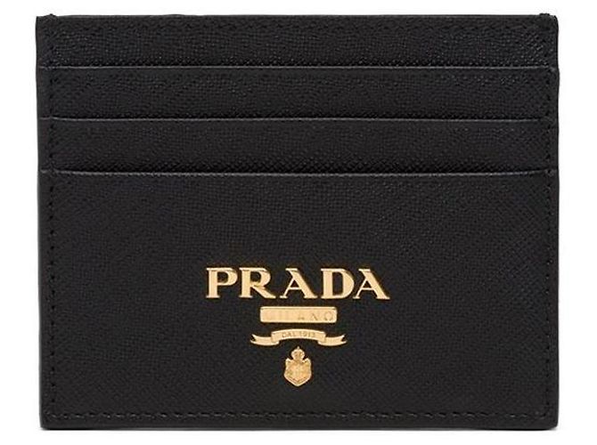 Prada Card Holder Saffiano Logo Black