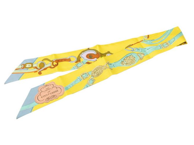 Hermès Lenço Hermes Twilly BRIDES de GALA Amarelo