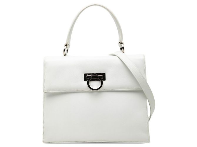 Borsa Salvatore Ferragamo Gancini Argento Bianco
