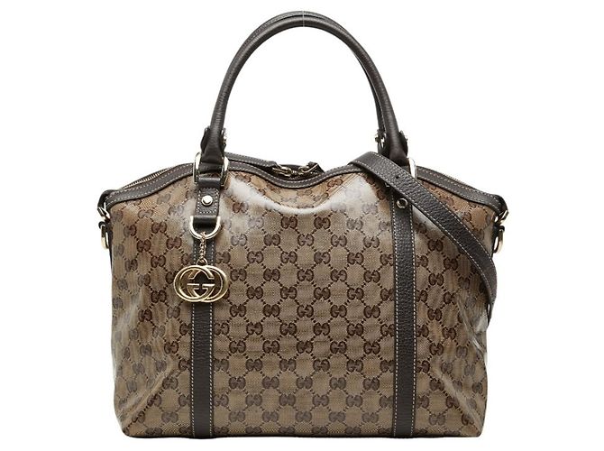 Bolsa de mão e de ombro Gucci em couro marrom