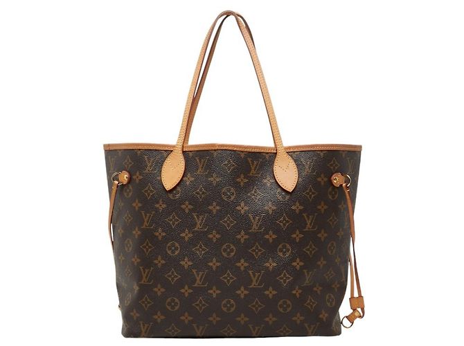 Bolsa de Ombro Louis Vuitton Monogram Neverfull MM Marrom Rosa