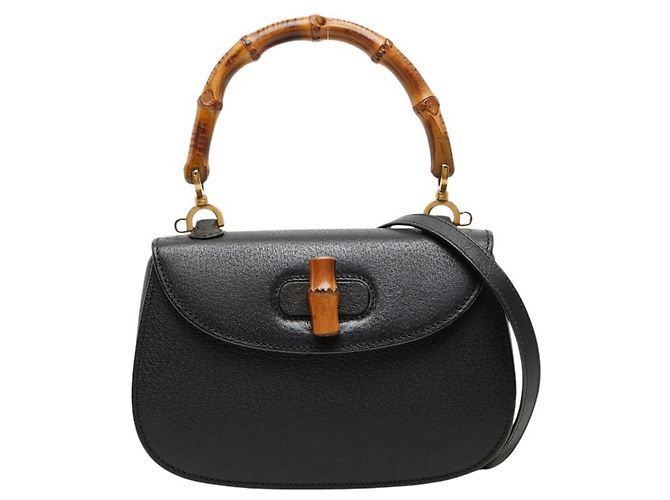 Borsa a mano e a tracolla Gucci Bamboo Nero