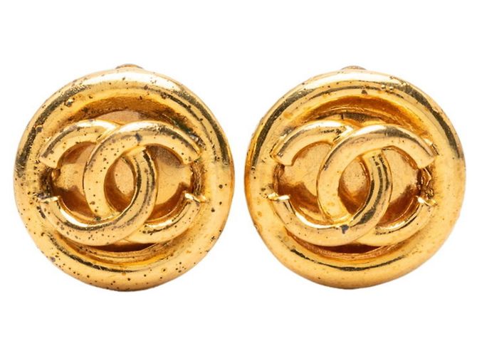 Orecchini rotondi vintage Chanel Coco Mark D'oro