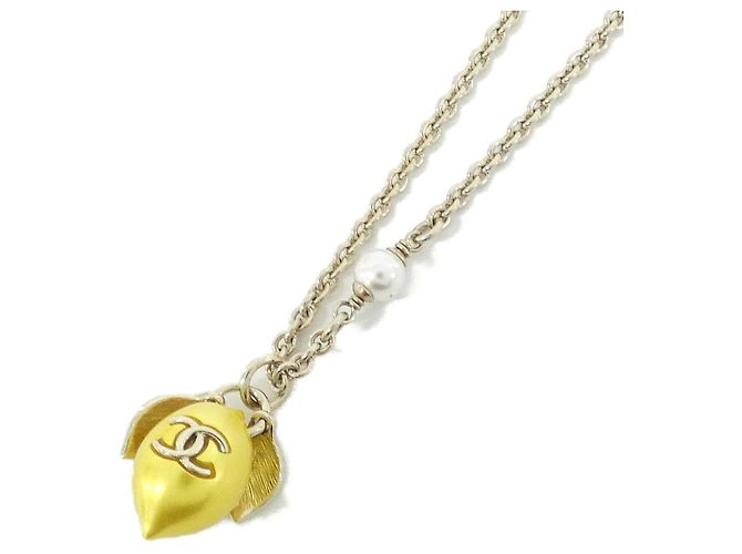 Collar Chanel ABH000 Blanco Dorado Amarillo