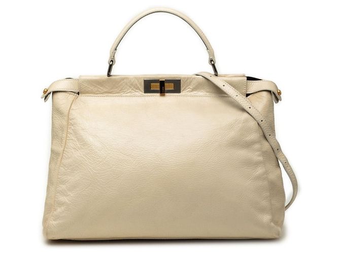 Fendi Peekaboo Large Handtasche Weiß Roh