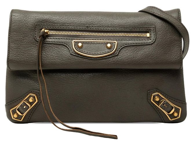 Borsa a tracolla Balenciaga Classic Metallic Envelope Marrone