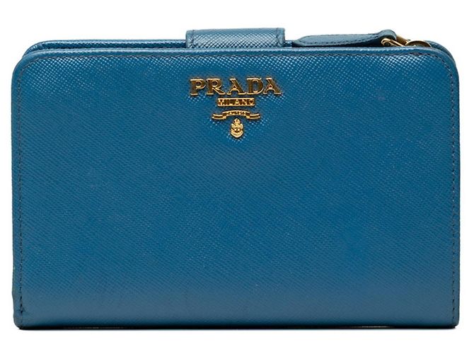Prada Blue Saffiano Leather Bi-fold Wallet