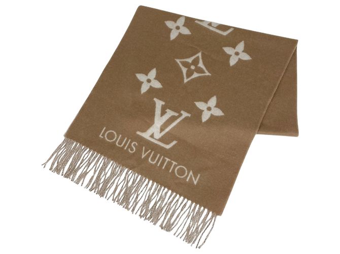 Bufanda Louis Vuitton Reykjavik Monogram de cachemira Beige