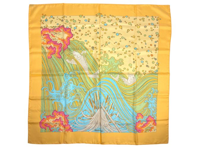 Hermès Pañuelo Hermes Carre 90 A CONTRE COURANT Multicolor Amarillo