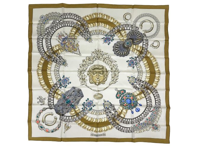 Hermès Lenço de seda Hermes Carre 90 Kosmima Marrom Multicor