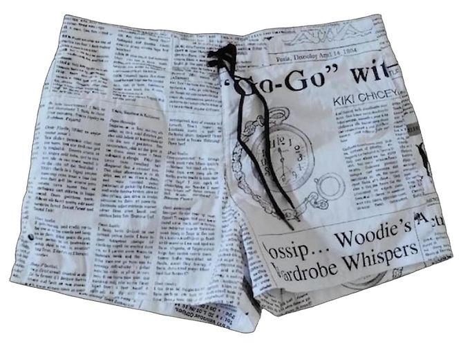 John Galliano Badehose mit Zeitungsprint Weiß