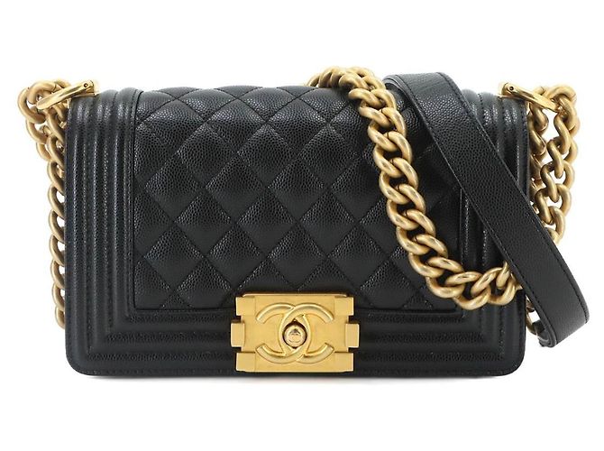 Le Boy Bolsa de Ombro Chanel Boy Small com Corrente Preto