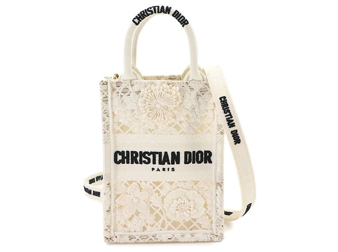 Bolso Christian Dior Book Tote Vertical Mini Blanco