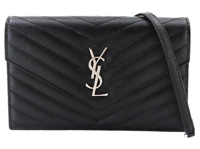 Cartera con cadena Saint Laurent Cassandre Envelope Negro