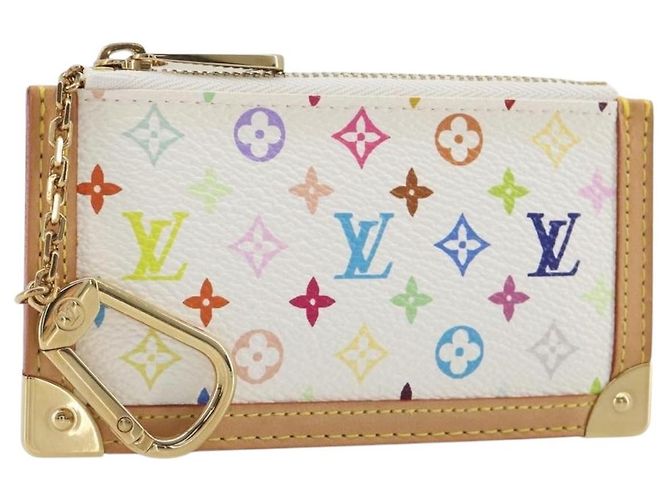 LOUIS VUITTON Monogram Multicolor Pochette Cles Purse White M92655 Auth 193766M
