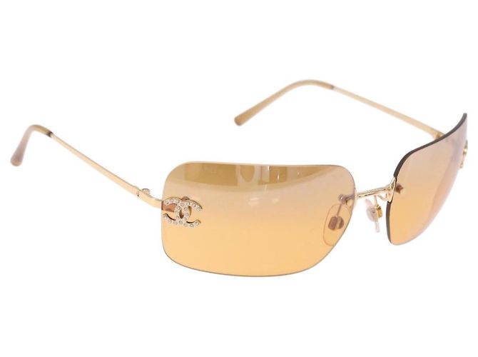 Gafas de sol CHANEL COCO Mark metal Gold Tone CC Auth 193597V