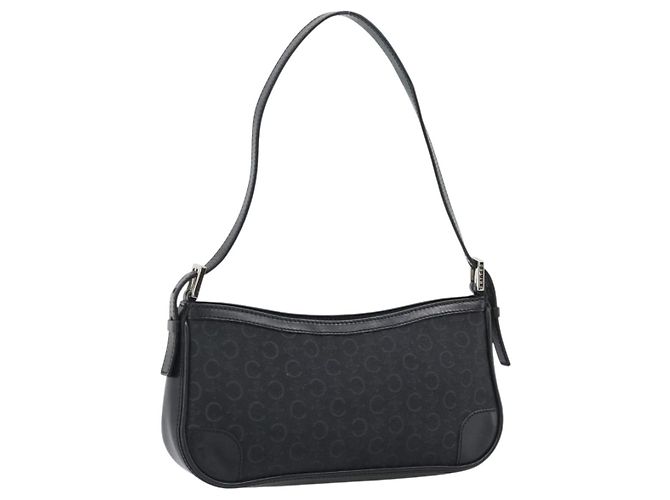 Céline Borsa a tracolla CELINE C Macadam Canvas Nero Argento Auth 193919A