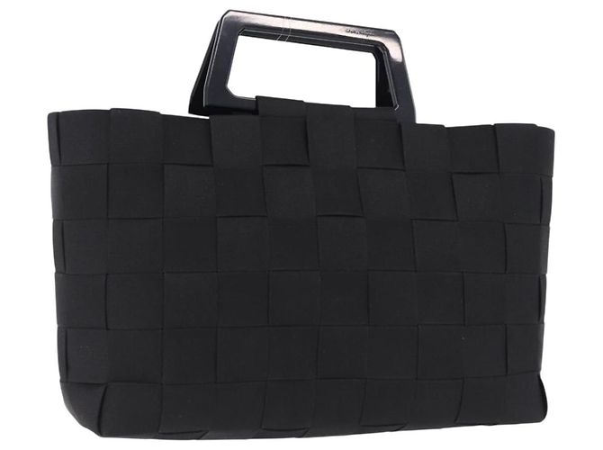 Salvatore Ferragamo Handtasche Canvas Black Silver Auth BA14183 Schwarz Silber