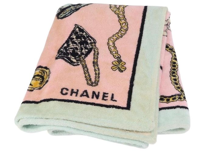 CHANEL Beach Towel Cotton Multicolor CC Auth 188084 Multiple colors