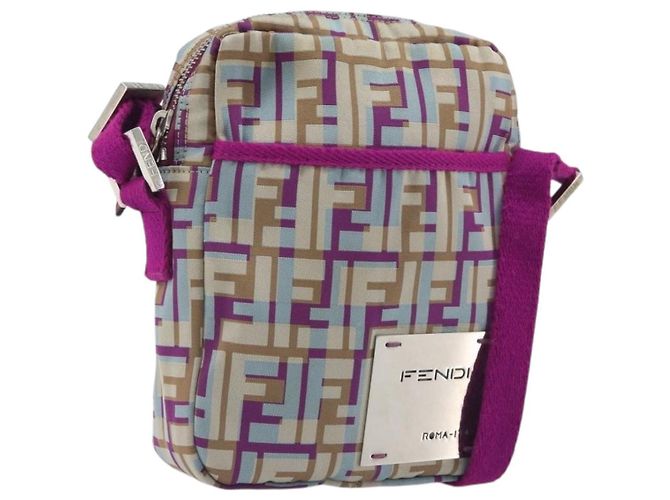 Borsa a tracolla FENDI Zucca Canvas Purple Silver Auth BA14184 Argento Porpora