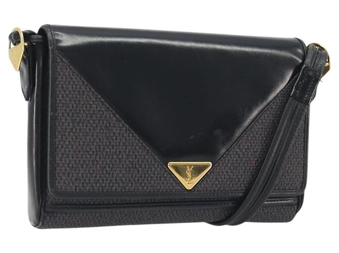 Borsa a tracolla SAINT LAURENT PVC Canvas Black Gold Auth bs36624 Nero D'oro