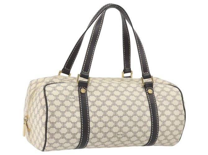 Céline CELINE Macadam Canvas Handtasche PVC Leather Ivory Gold Auth 191981A Golden Roh