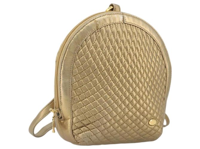 BALLY Backpack Leather Gold Auth 194106 Golden