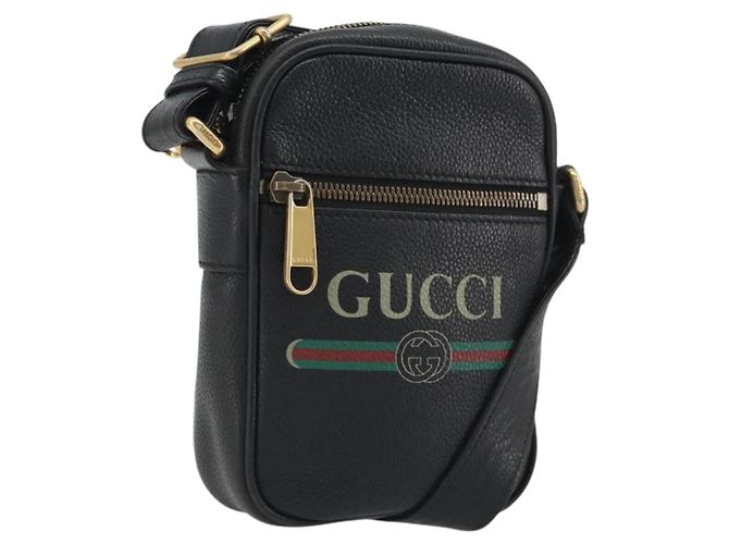 Borsa a tracolla GUCCI Web Sherry Line in pelle nera e oro 574803 Auth 192453V Nero D'oro