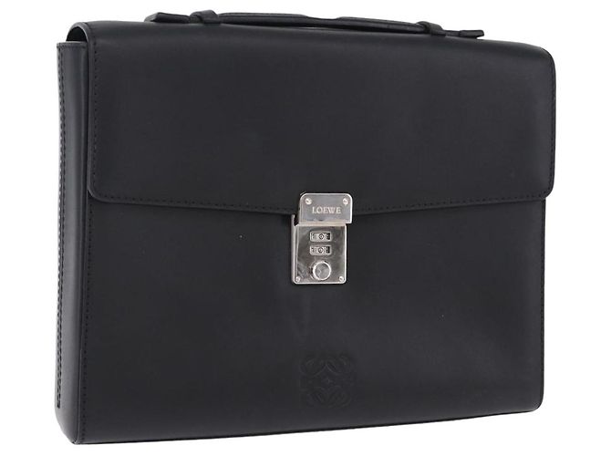 Borsa a mano LOEWE Anagram in pelle nera argento Auth 192474V Nero