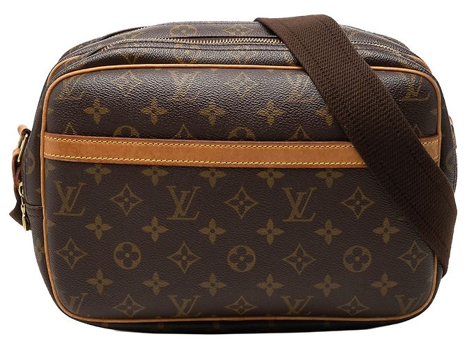 Bolsa Tiracolo Louis Vuitton Monogram Reporter PM Castanha Marrom